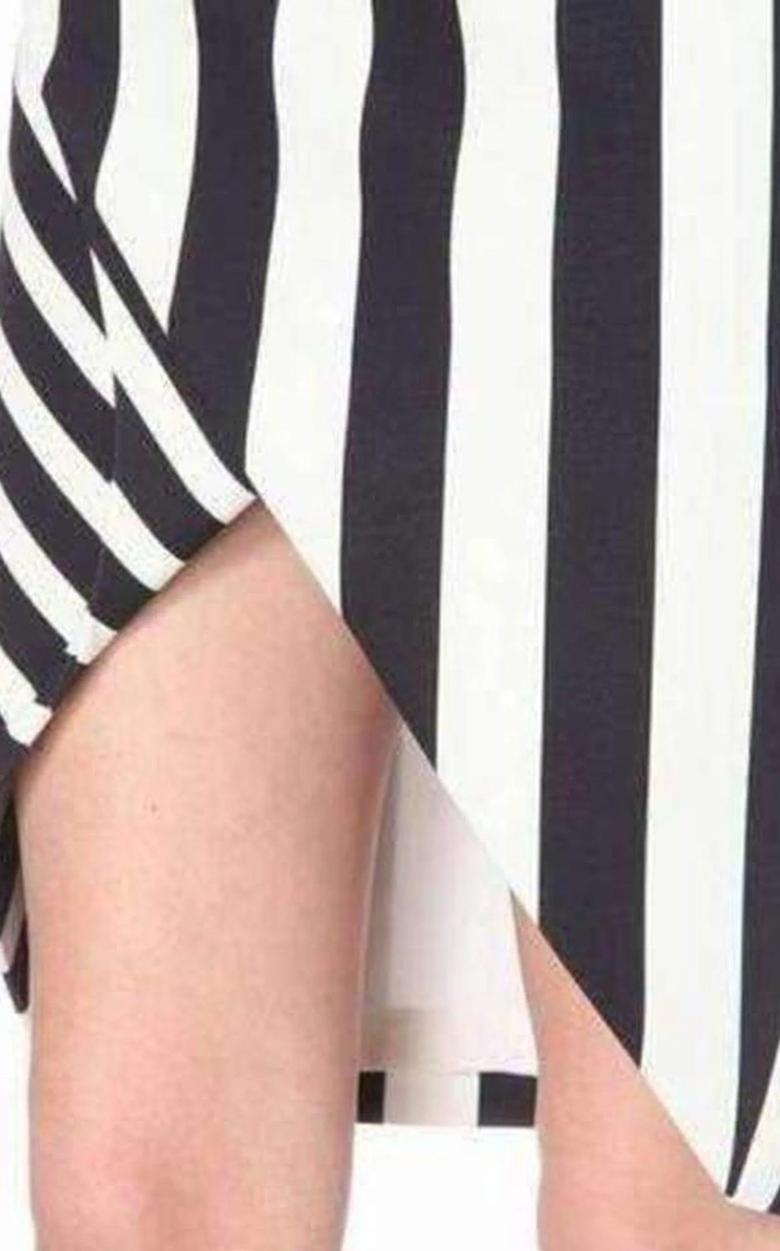 Striped Stretch Crepe Skirt