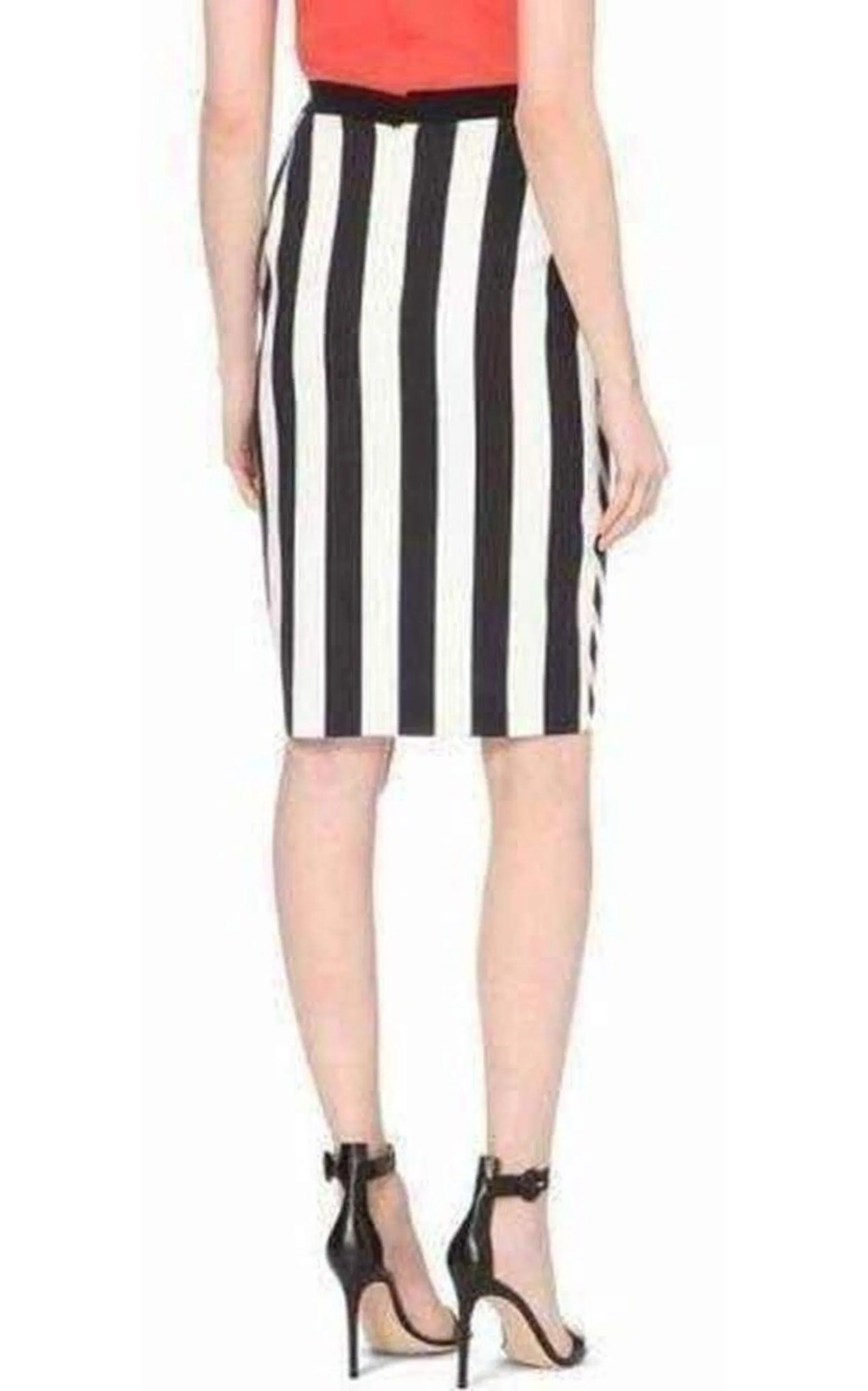 Striped Stretch Crepe Skirt