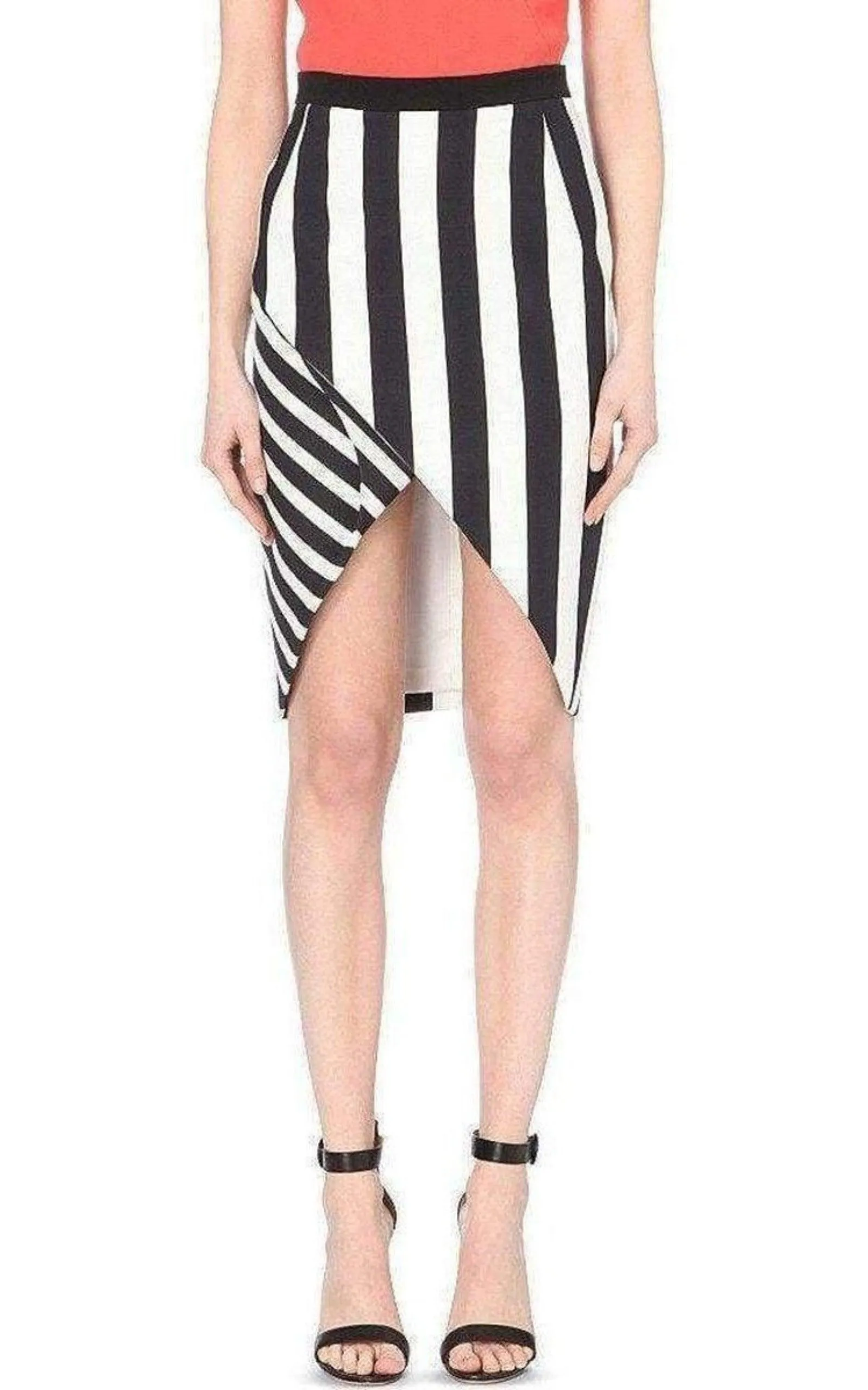 Striped Stretch Crepe Skirt