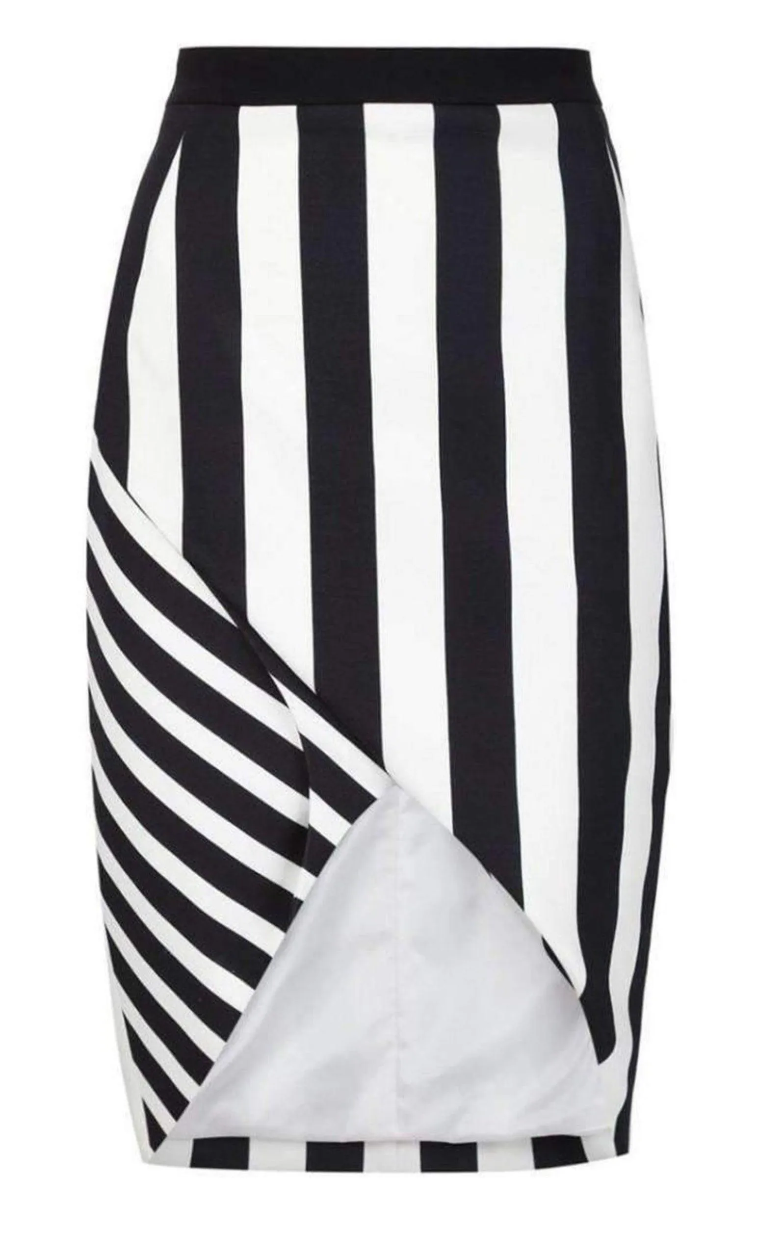 Striped Stretch Crepe Skirt