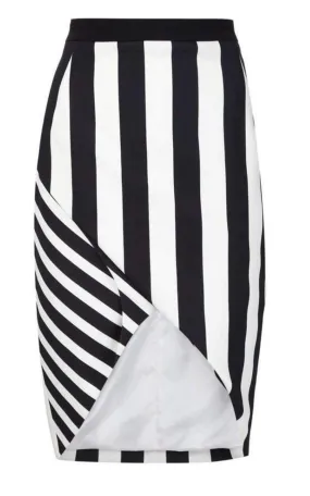 Striped Stretch Crepe Skirt