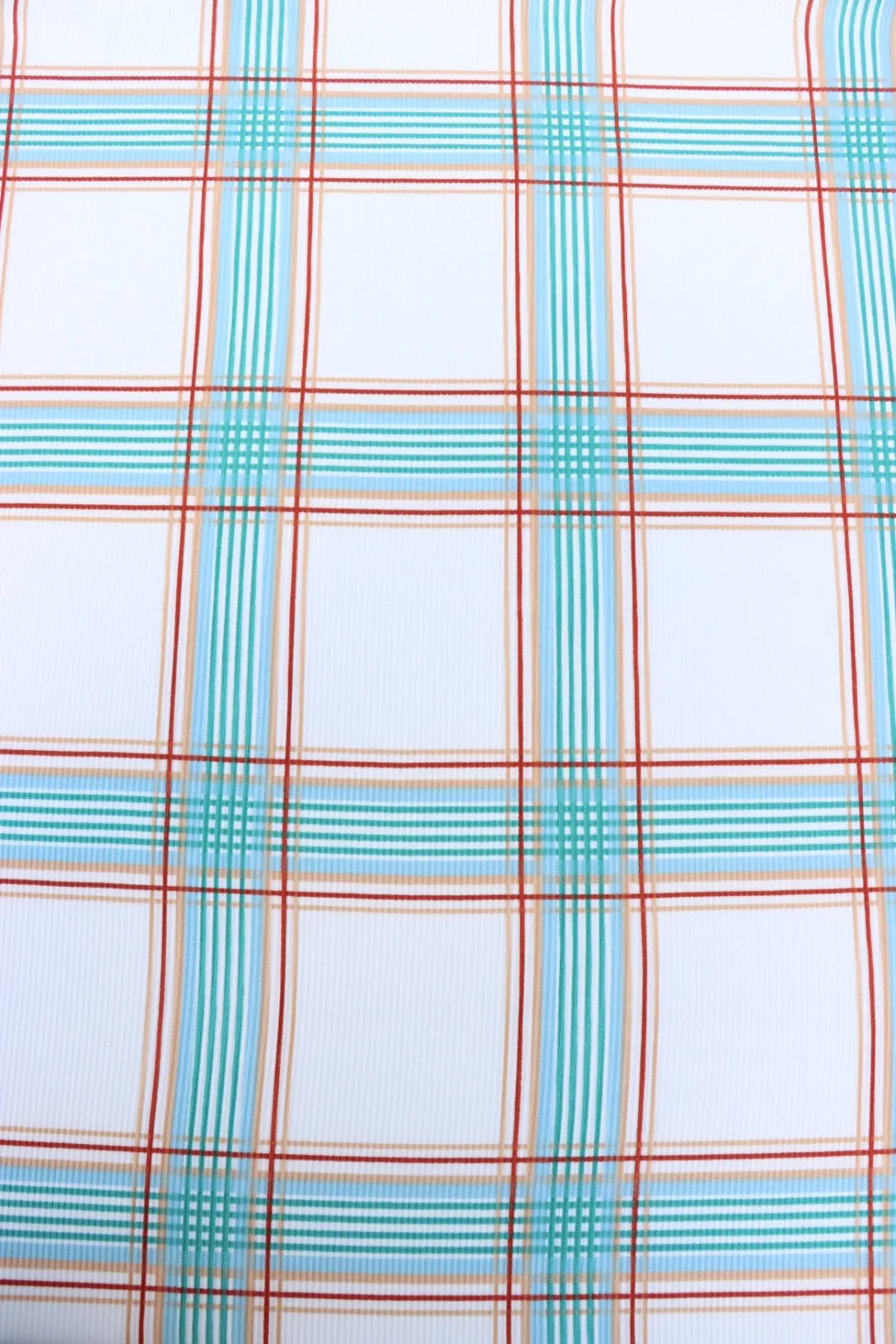 Turquoise/Rust Plaid Yummy 2x1 Rib Knit