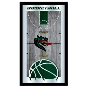 UAB Blazers HBS Green Basketball Framed Hanging Glass Wall Mirror (26"x15")