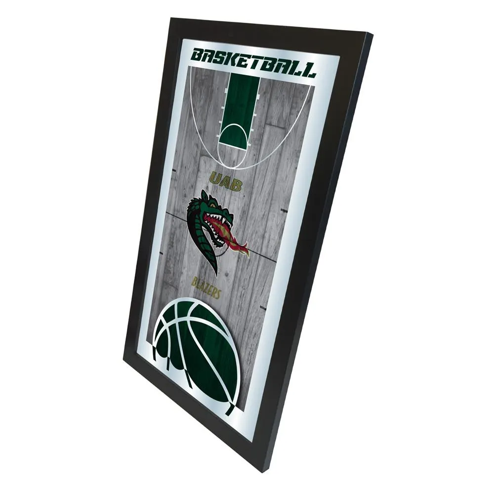 UAB Blazers HBS Green Basketball Framed Hanging Glass Wall Mirror (26"x15")