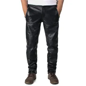 Veyron Men's Black Slim Fit Leather Pants