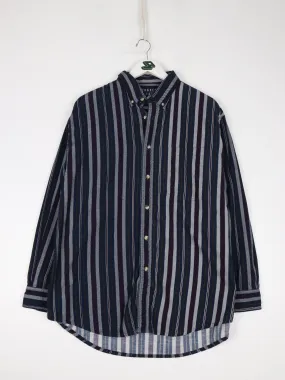 Vintage Trader Bay Shirt Mens Large Blue Long Sleeve Striped Button Up