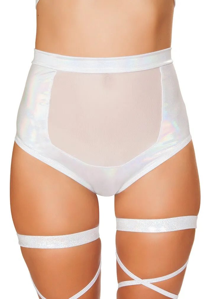 White High-Waisted Shorts With Sheer Panel