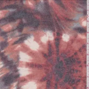 White/Clay/Plum Tie Dye Look Faux Cashmere Knit Fabric