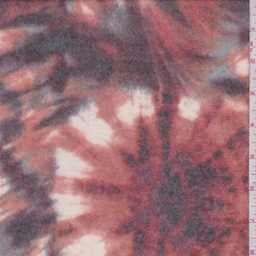 White/Clay/Plum Tie Dye Look Faux Cashmere Knit Fabric